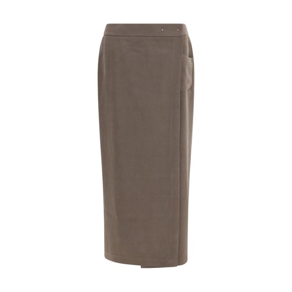 Giorgio Armani Women Silk And Wool Wrap Long Skirt With Patch Pocket